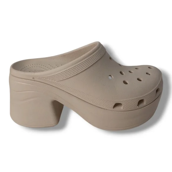 CROCS Unisex Bone 'SIREN' Heeled CROC Clogs Size W-10 M-8 - Picture 3 of 6
